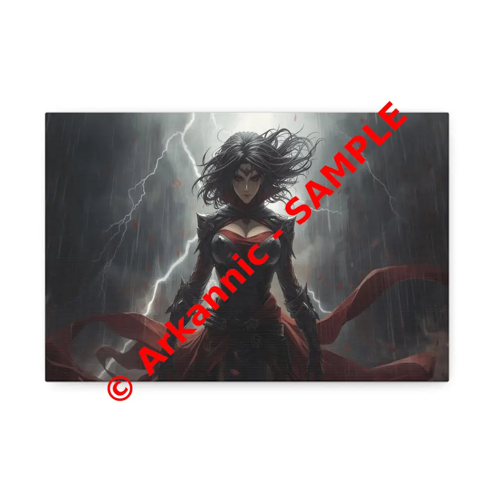 Stormborn Warrior: Dark Fantasy Female Portrait Epic Digital Battle Art Canvas Print 12’’ x 8’’ (Horizontal) / 1.5’’