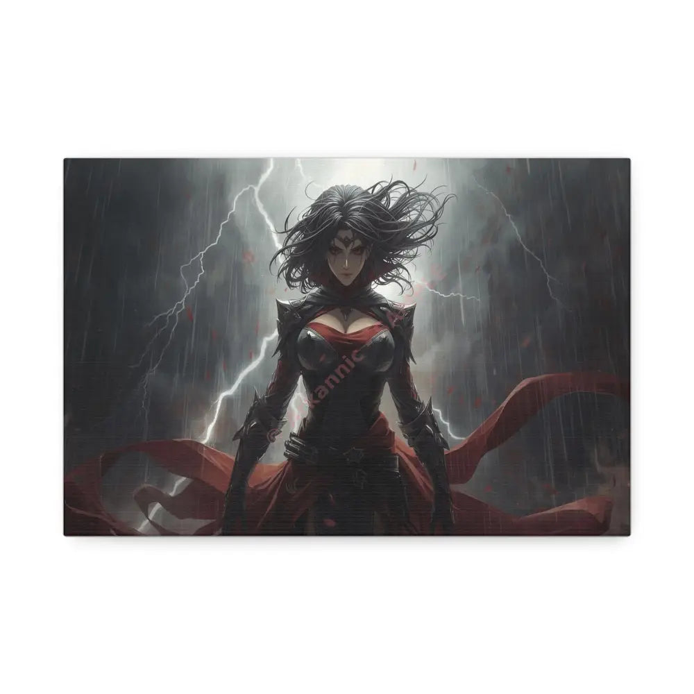 Stormborn Warrior: Dark Fantasy Female Portrait Epic Digital Battle Art Canvas Print 12’’ x 8’’ (Horizontal) / 1.5’’