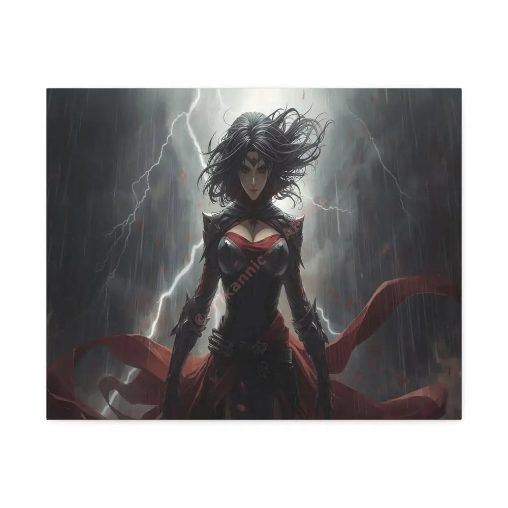 Stormborn Warrior: Dark Fantasy Female Portrait Epic Digital Battle Art Canvas Print 20″ x 16″ (Horizontal) / 1.5’’