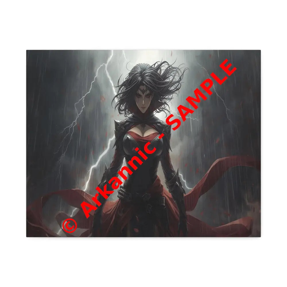 Stormborn Warrior: Dark Fantasy Female Portrait Epic Digital Battle Art Canvas Print 20″ x 16″ (Horizontal) / 1.5’’