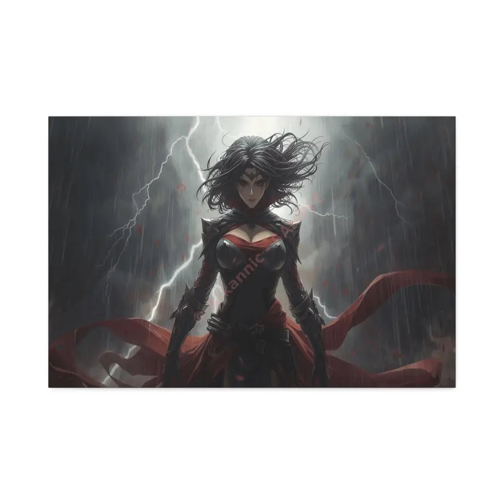 Stormborn Warrior: Dark Fantasy Female Portrait Epic Digital Battle Art Canvas Print 30″ x 20″ (Horizontal) / 1.5’’
