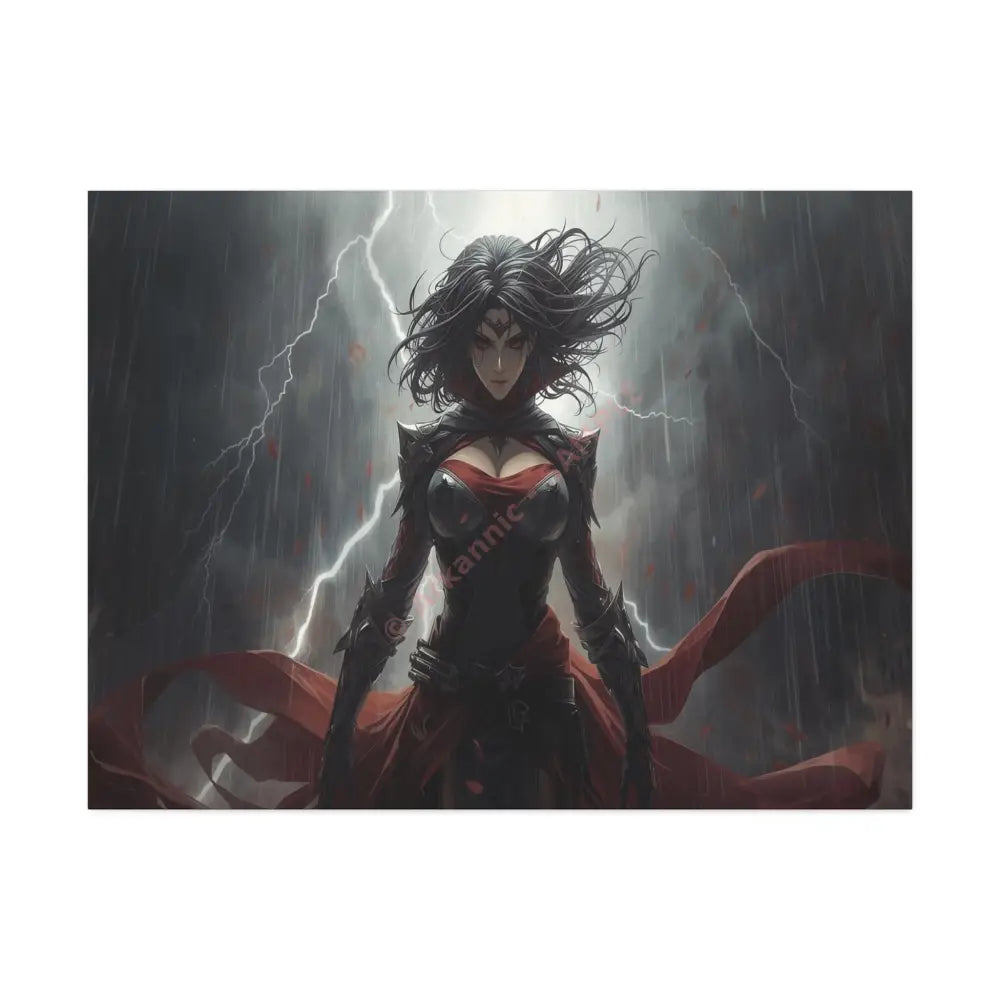 Stormborn Warrior: Dark Fantasy Female Portrait Epic Digital Battle Art Canvas Print 40’’ x 30’’ (Horizontal) / 1.5’’