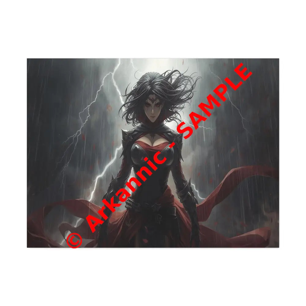 Stormborn Warrior: Dark Fantasy Female Portrait Epic Digital Battle Art Canvas Print 40’’ x 30’’ (Horizontal) / 1.5’’