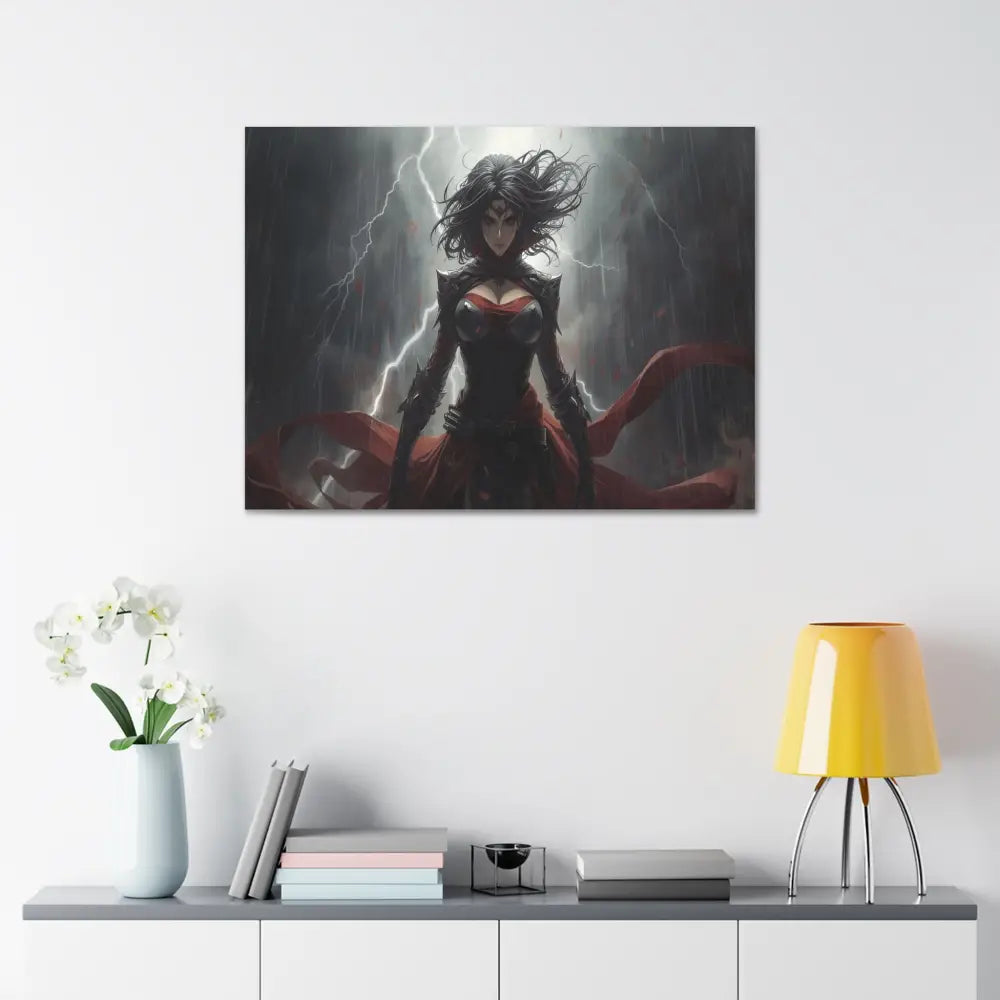Stormborn Warrior: Dark Fantasy Female Portrait Epic Digital Battle Art Canvas Print Canvas