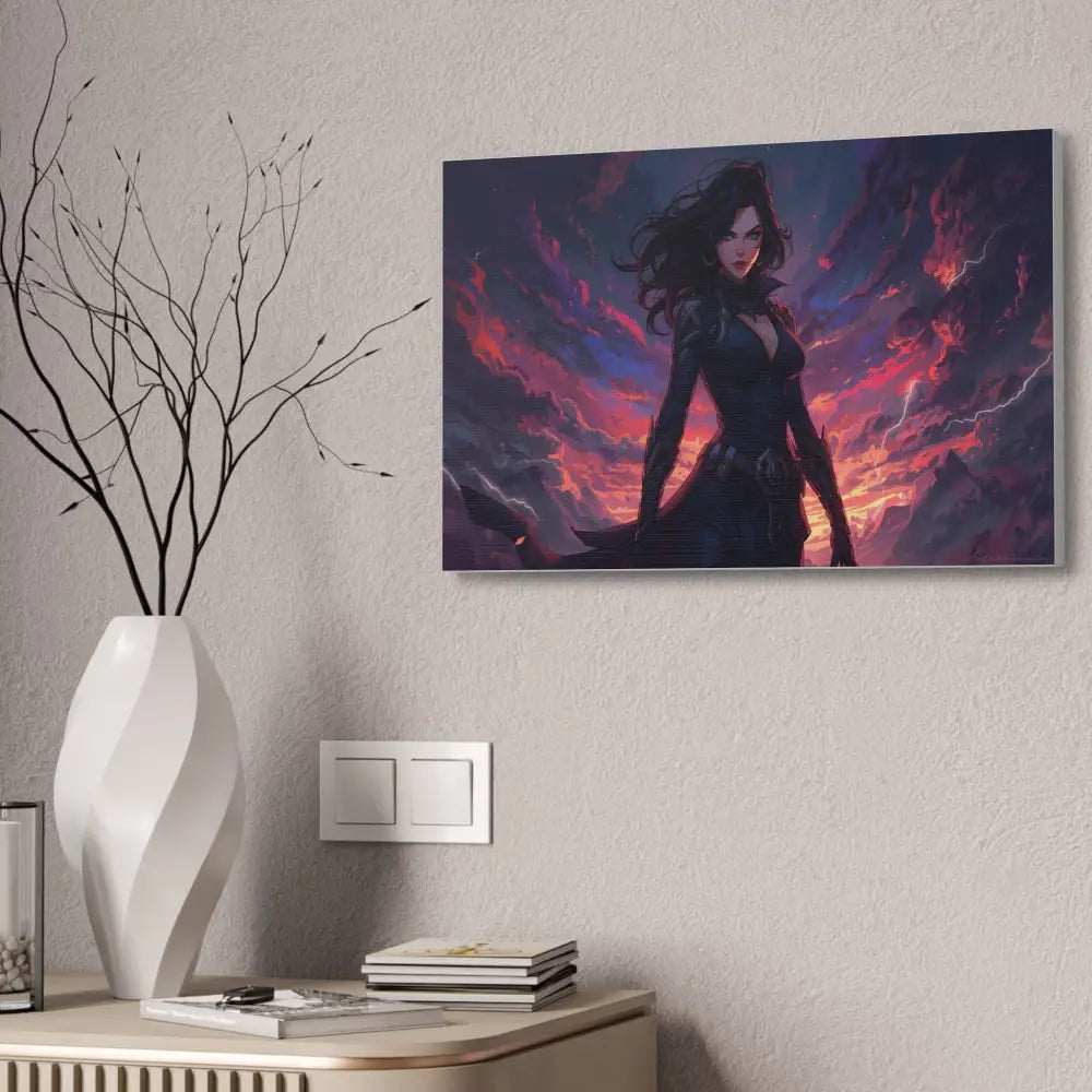 Stormheart Warrior: Epic Fantasy Portrait Digital Art Lightning Landscape Canvas Print Canvas