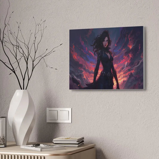 Stormheart Warrior: Epic Fantasy Portrait Digital Art Lightning Landscape Canvas Print Canvas