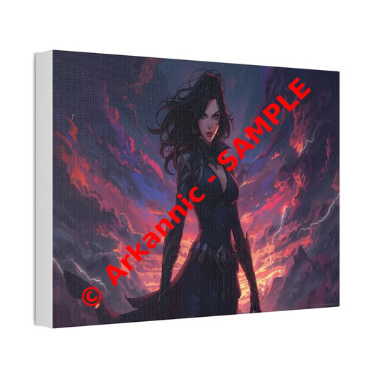 Stormheart Warrior: Epic Fantasy Portrait Digital Art Lightning Landscape Canvas Print Canvas