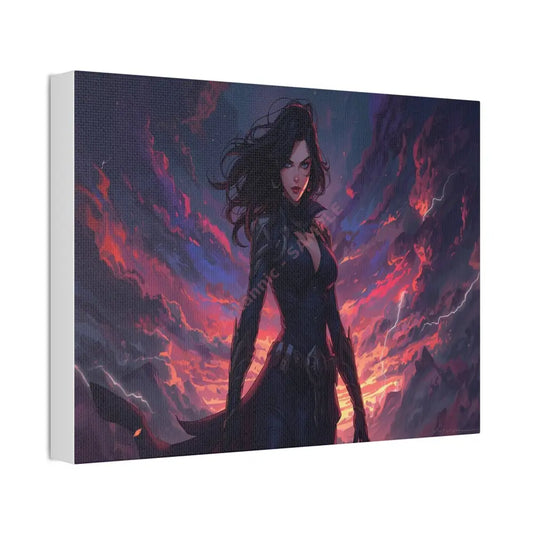 Stormheart Warrior: Epic Fantasy Portrait Digital Art Lightning Landscape Canvas Print Canvas