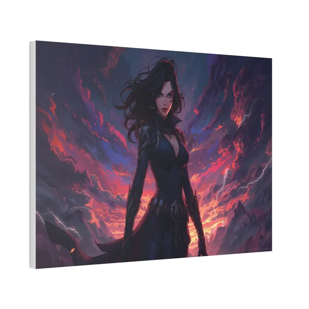 Stormheart Warrior: Epic Fantasy Portrait Digital Art Lightning Landscape Canvas Print Canvas