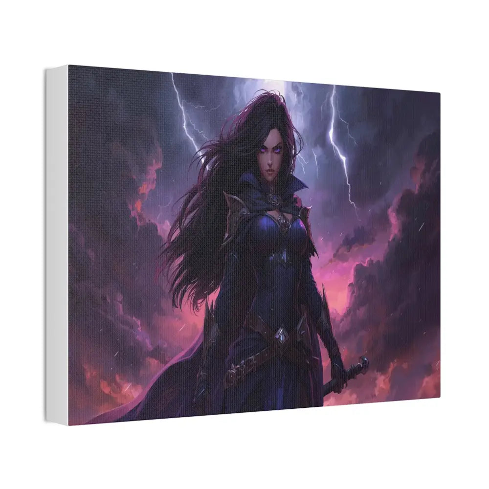 Stormkeeper’s Resolve: Warrior of the Tempest Gothic Fantasy Heroine Canvas Print Canvas