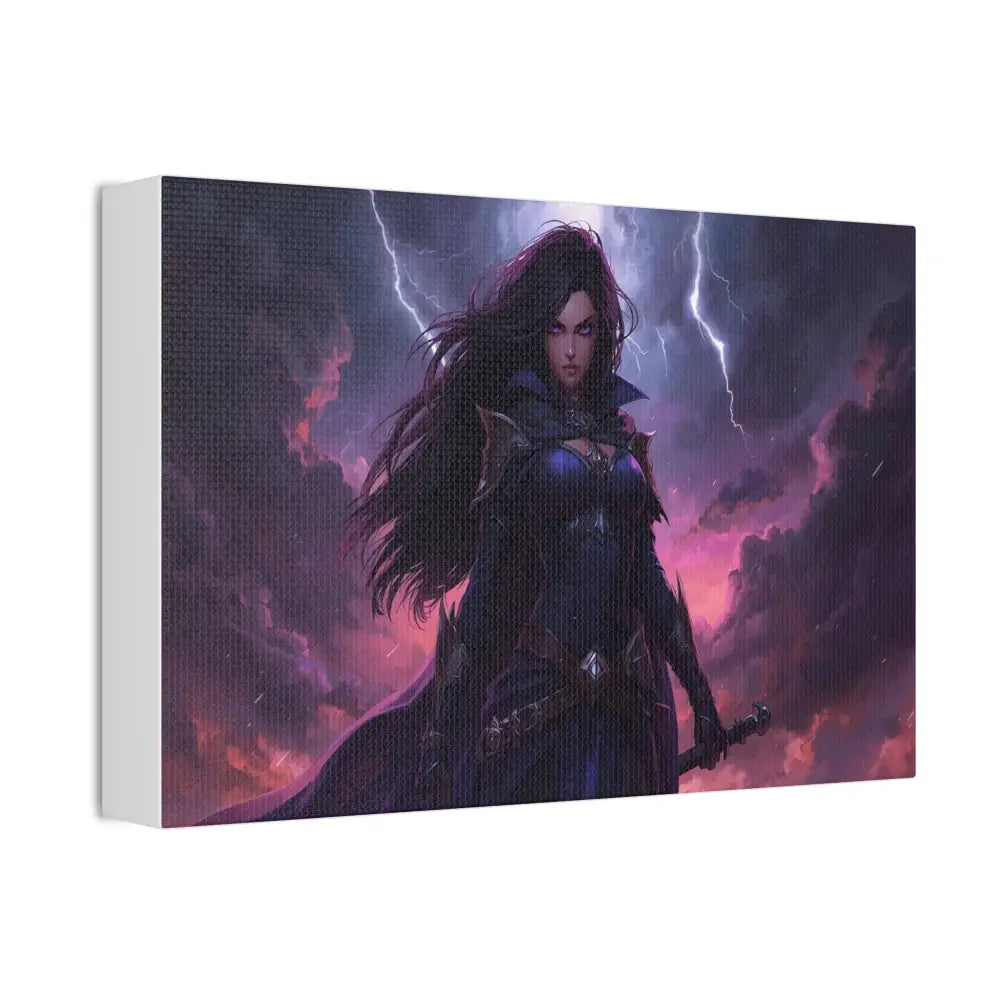 Stormkeeper’s Resolve: Warrior of the Tempest Gothic Fantasy Heroine Canvas Print Canvas