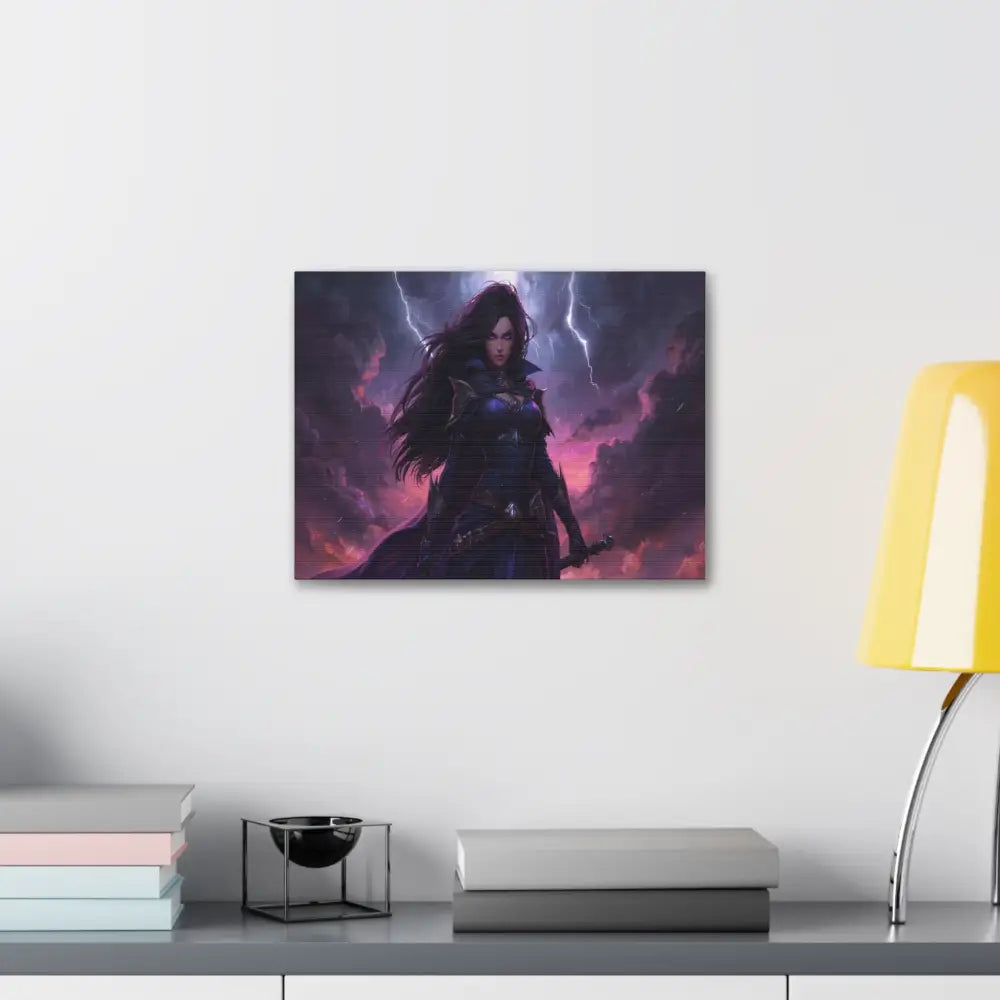 Stormkeeper’s Resolve: Warrior of the Tempest Gothic Fantasy Heroine Canvas Print Canvas