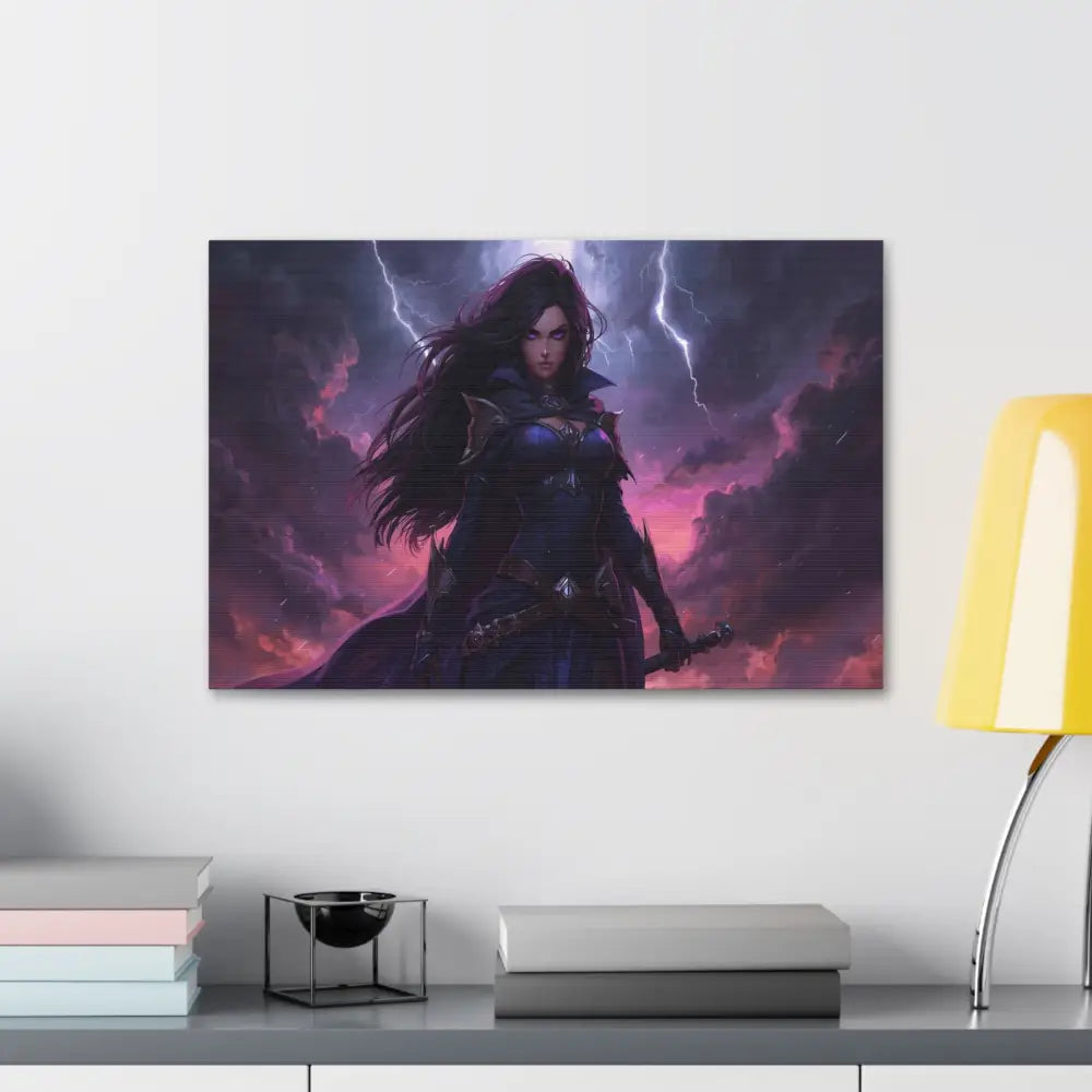 Stormkeeper’s Resolve: Warrior of the Tempest Gothic Fantasy Heroine Canvas Print Canvas