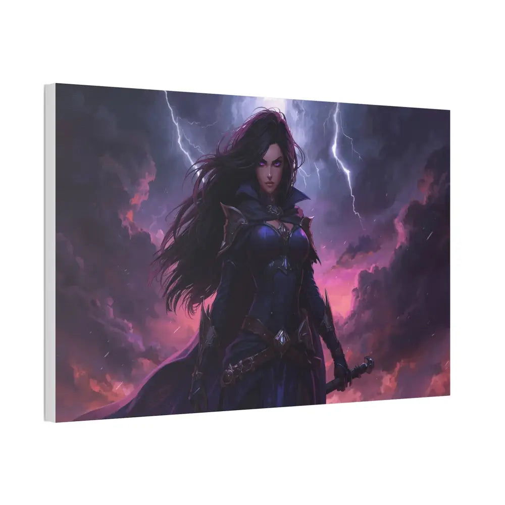 Stormkeeper’s Resolve: Warrior of the Tempest Gothic Fantasy Heroine Canvas Print Canvas