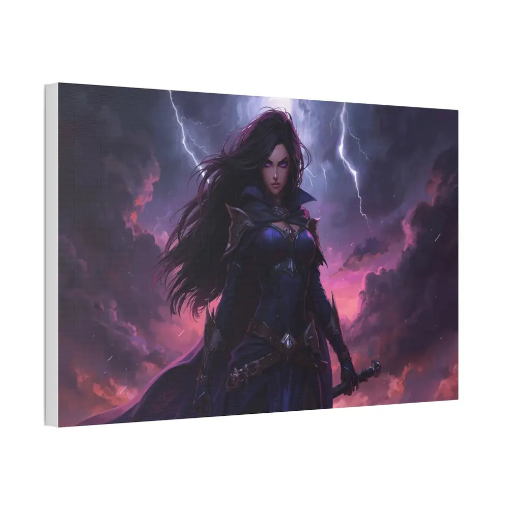 Stormkeeper’s Resolve: Warrior of the Tempest Gothic Fantasy Heroine Canvas Print Canvas