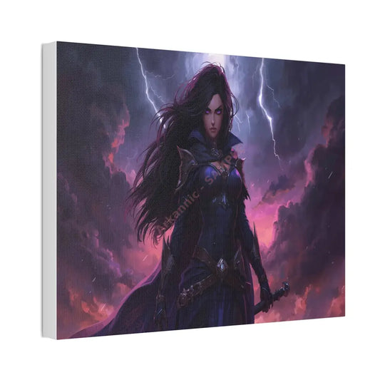 Stormkeeper’s Resolve: Warrior of the Tempest Gothic Fantasy Heroine Canvas Print Canvas