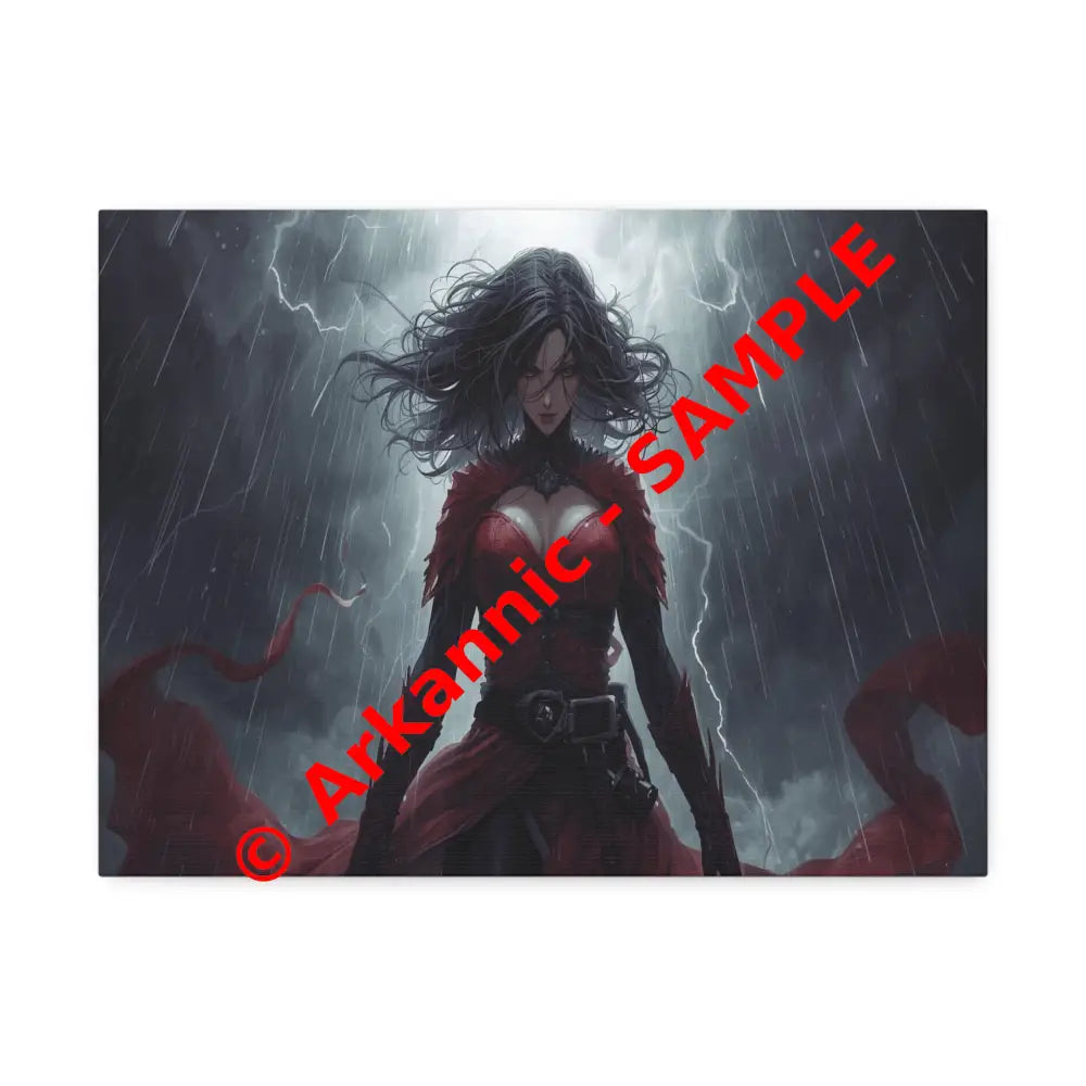 Stormsinger: Warrior of the Tempest Digital Fantasy Portrait Canvas Print 16″ x 12″ (Horizontal) / 1.5’’ Canvas