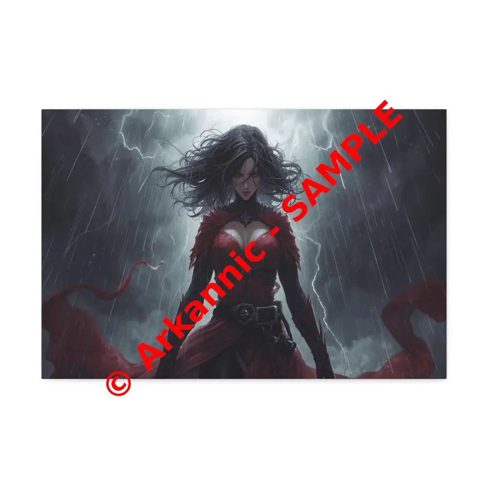 Stormsinger: Warrior of the Tempest Digital Fantasy Portrait Canvas Print 24″ x 16″ (Horizontal) / 1.5’’ Canvas