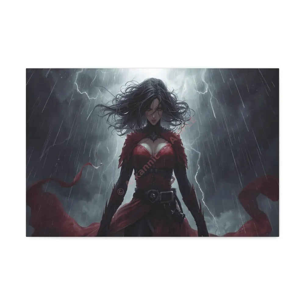 Stormsinger: Warrior of the Tempest Digital Fantasy Portrait Canvas Print 24″ x 16″ (Horizontal) / 1.5’’ Canvas