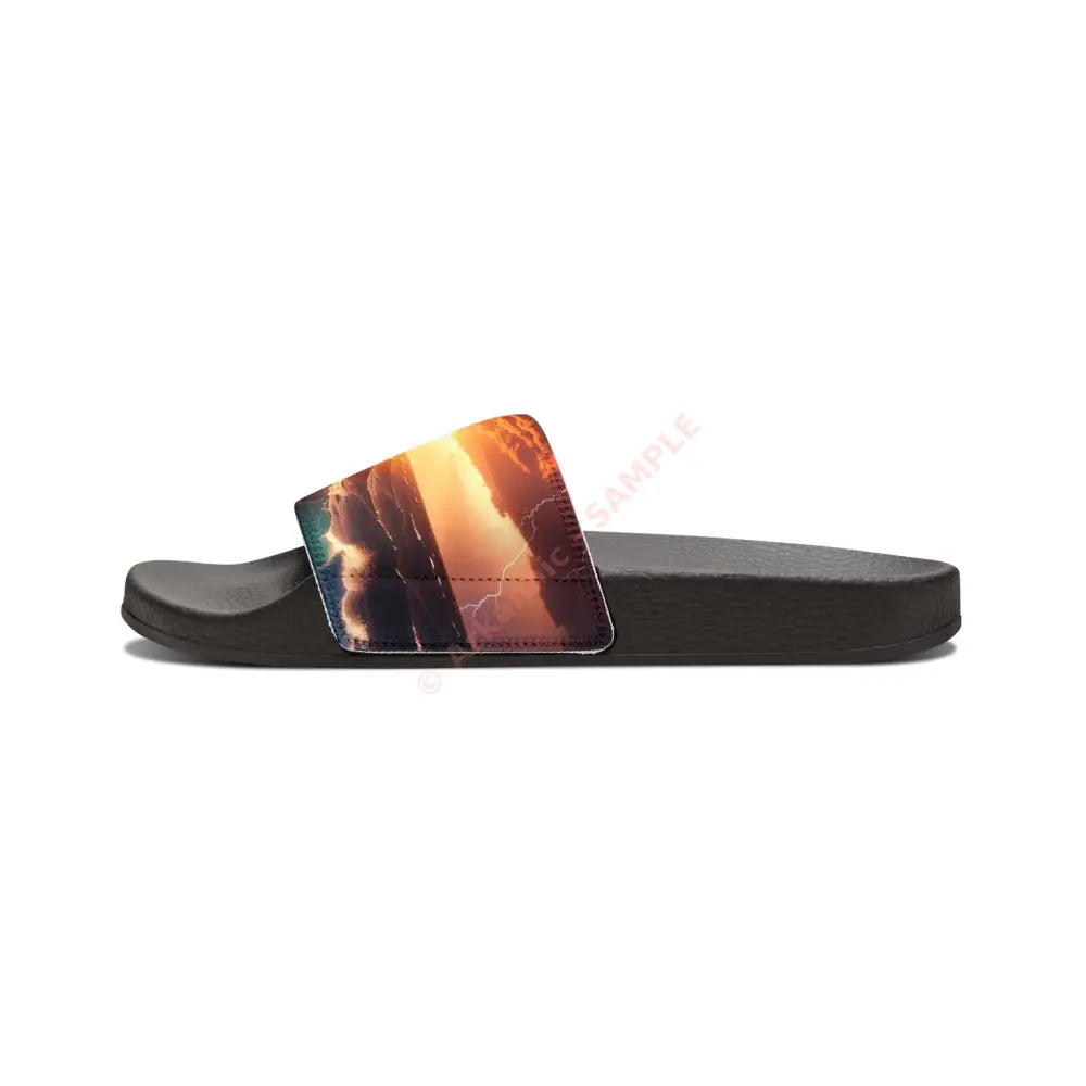 Stylish Summer Sandals for Men Beach Footwear Casual Slip-Ons Vacation Essentials Outdoor Style Sunset Design Black