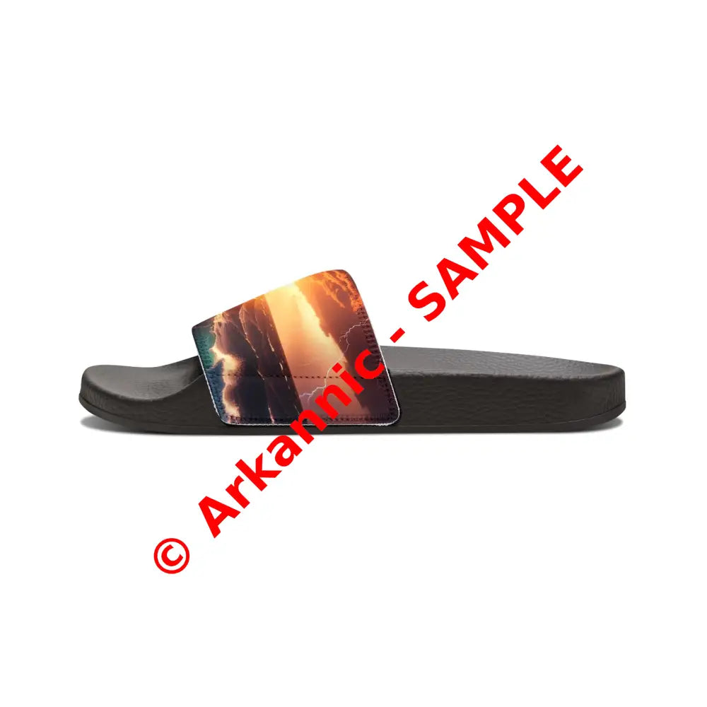 Stylish Summer Sandals for Men Beach Footwear Casual Slip-Ons Vacation Essentials Outdoor Style Sunset Design Black