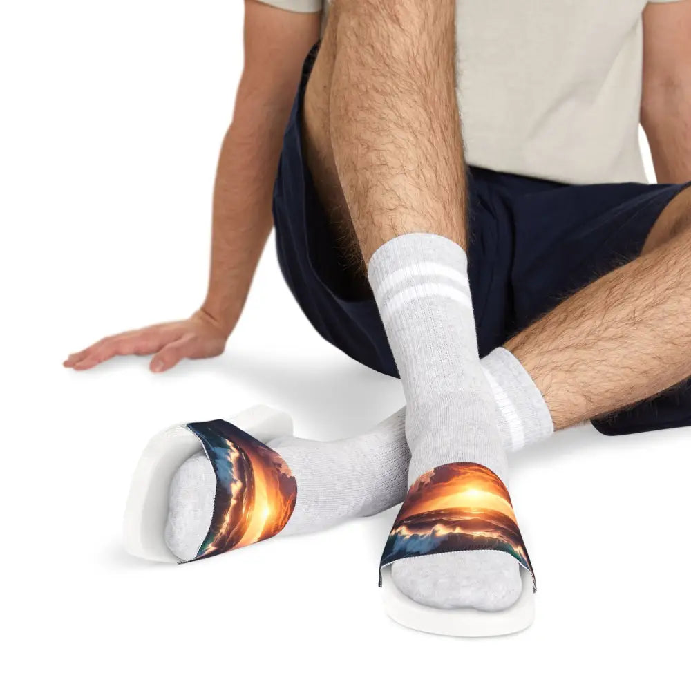 Stylish Summer Sandals for Men Beach Footwear Casual Slip-Ons Vacation Essentials Outdoor Style Sunset Design Shoes