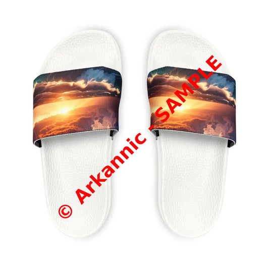 Stylish Summer Sandals for Men Beach Footwear Casual Slip-Ons Vacation Essentials Outdoor Style Sunset Design White