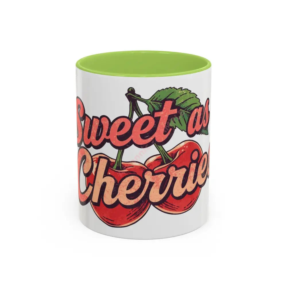 Sweet as Cherries Coffee Mug | Cute Retro Cherry Design | Positive Gift for Coffee Lovers 11oz / Light Green Mug