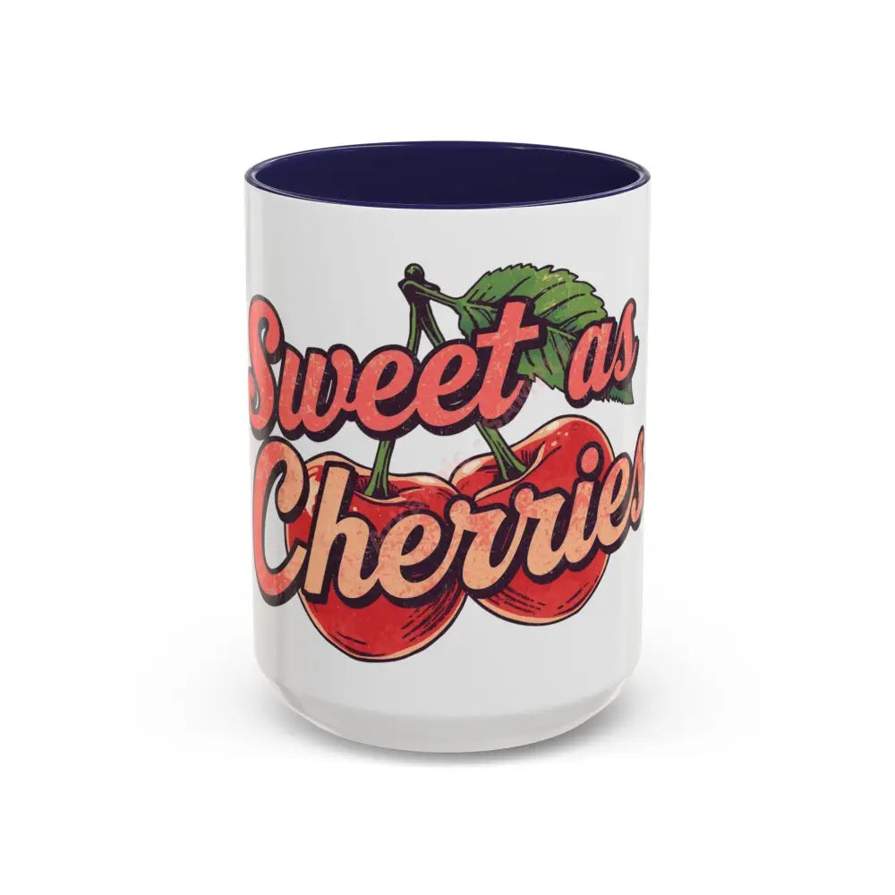 Sweet as Cherries Coffee Mug | Cute Retro Cherry Design | Positive Gift for Coffee Lovers 15oz / Navy Mug