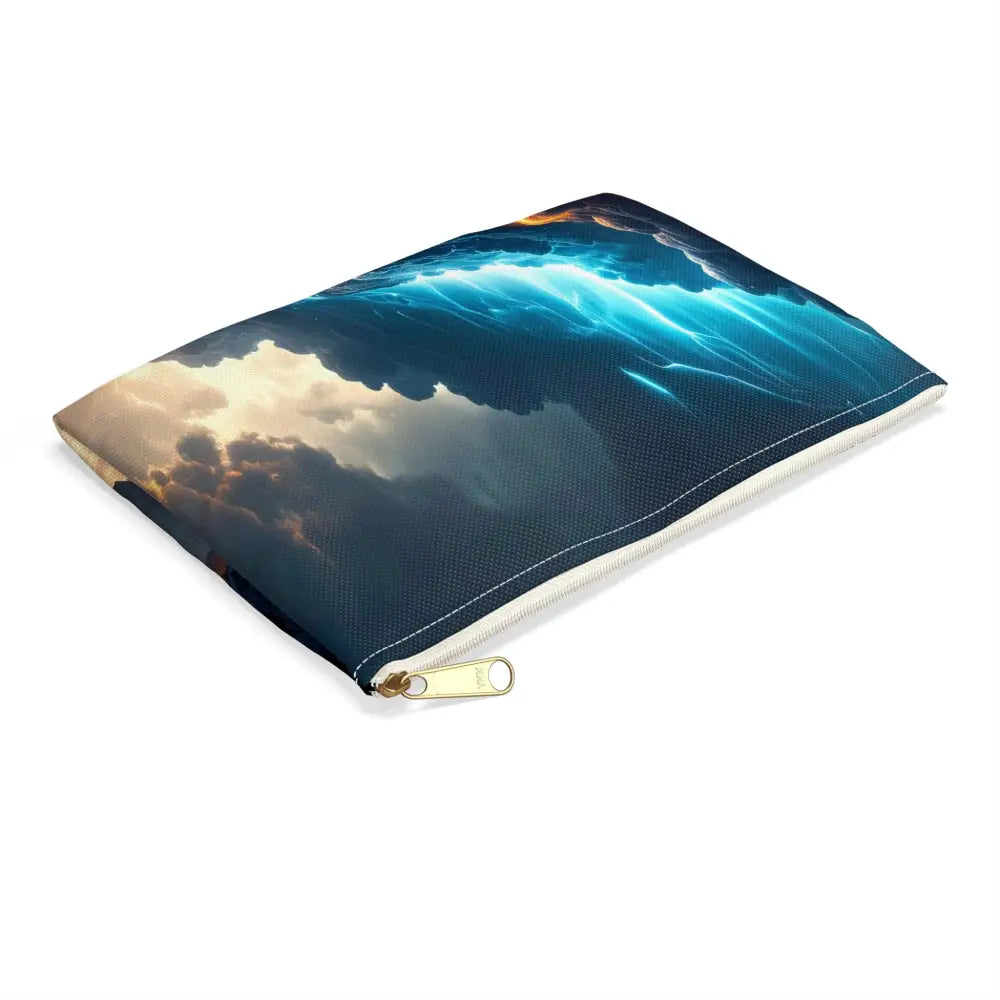 Tempest of Luminescence: Digital Landscape Storm Ethereal Atmospheric Energy Accessory Pouch Bags