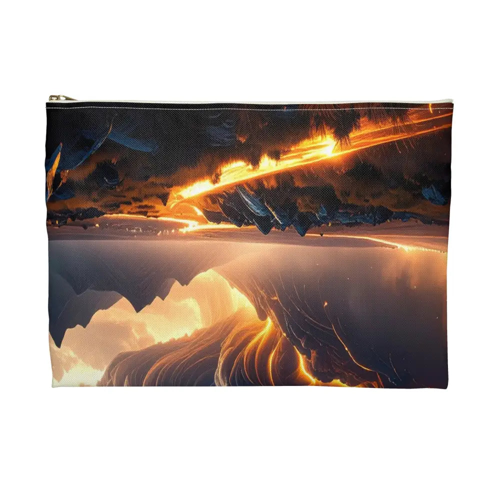 Tempest of Luminescence: Digital Landscape Storm Ethereal Atmospheric Energy Accessory Pouch Bags