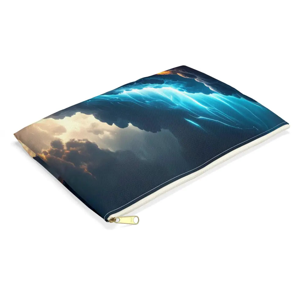 Tempest of Luminescence: Digital Landscape Storm Ethereal Atmospheric Energy Accessory Pouch Bags