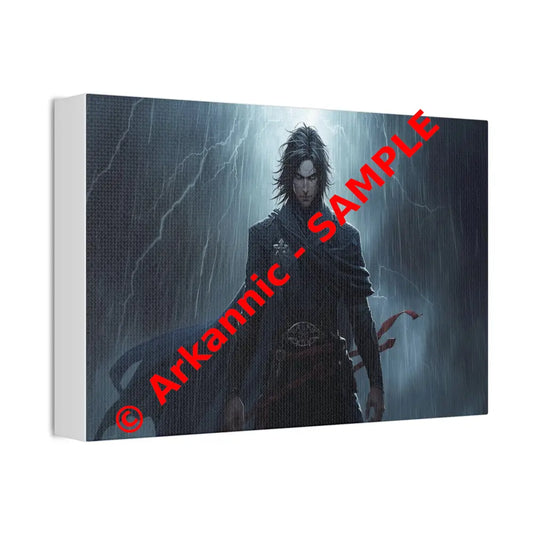 Tempest of Shadows: Gothic Digital Portrait Storm-Driven Emotional Landscape Canvas Print Canvas