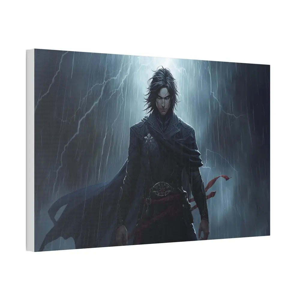 Tempest of Shadows: Gothic Digital Portrait Storm-Driven Emotional Landscape Canvas Print Canvas