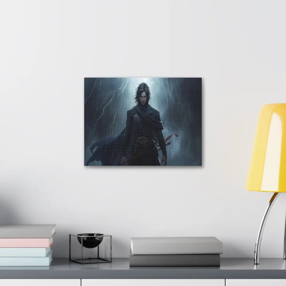 Tempest of Shadows: Gothic Digital Portrait Storm-Driven Emotional Landscape Canvas Print Canvas