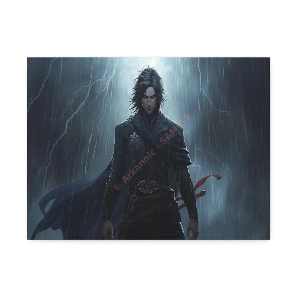 Tempest of Shadows: Gothic Digital Portrait Storm-Driven Emotional Landscape Canvas Print 16″ x 12″ (Horizontal)