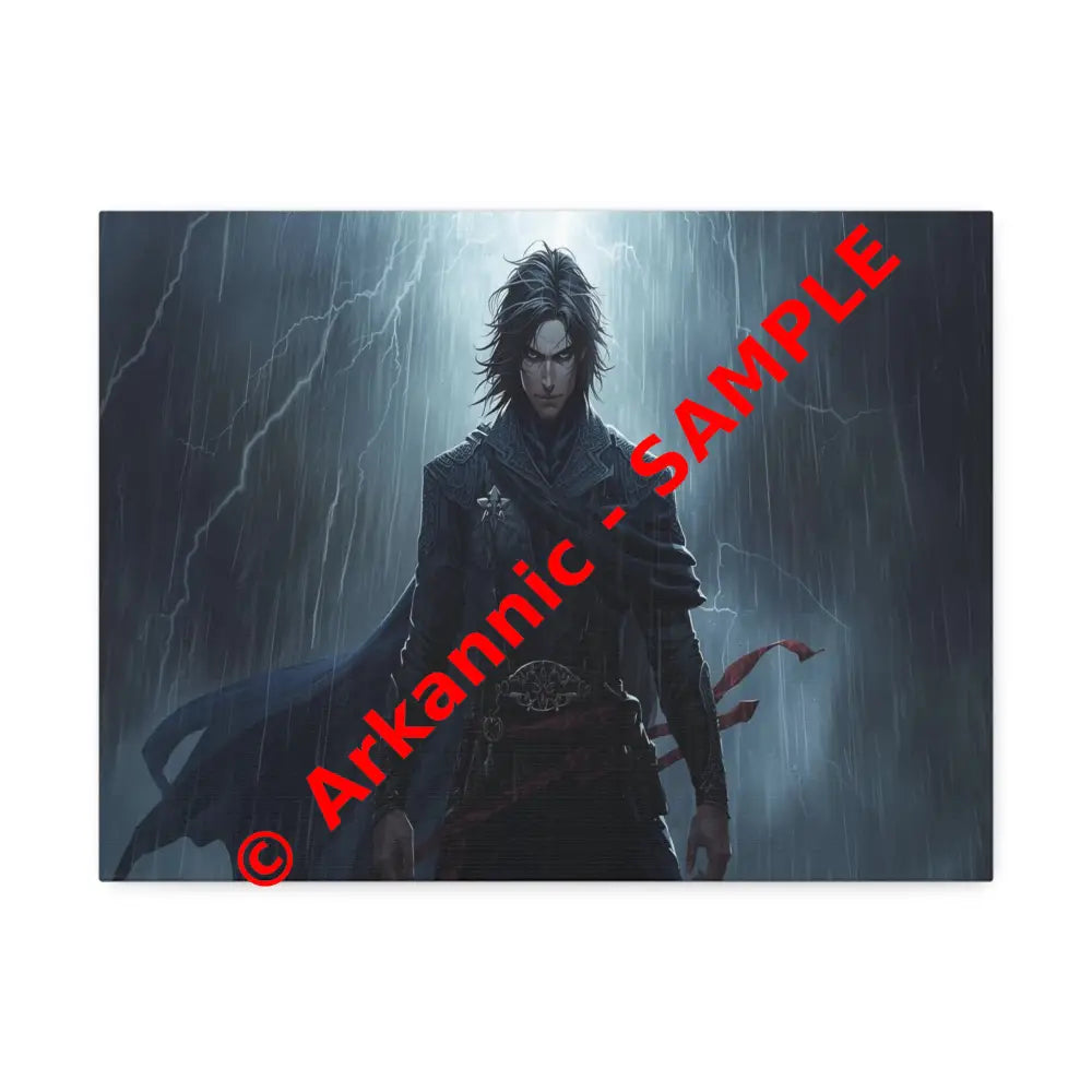 Tempest of Shadows: Gothic Digital Portrait Storm-Driven Emotional Landscape Canvas Print 16″ x 12″ (Horizontal)