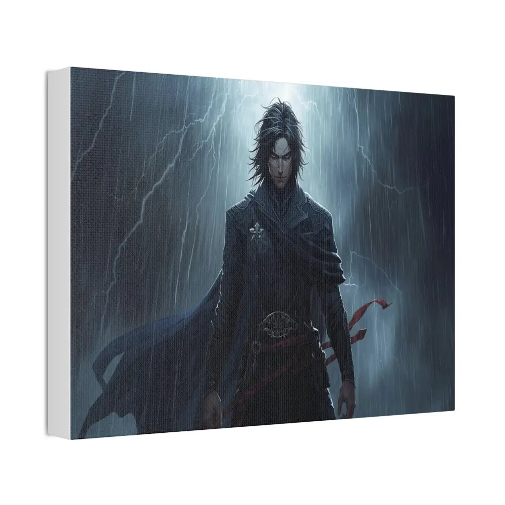 Tempest of Shadows: Gothic Digital Portrait Storm-Driven Emotional Landscape Canvas Print Canvas