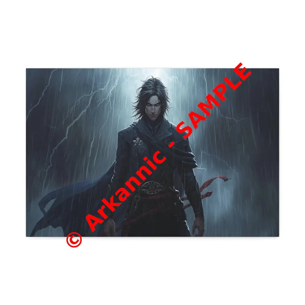 Tempest of Shadows: Gothic Digital Portrait Storm-Driven Emotional Landscape Canvas Print 24″ x 16″ (Horizontal)