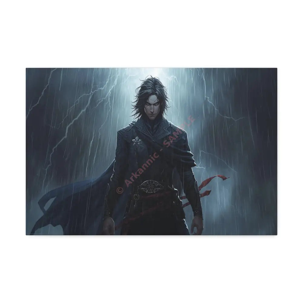 Tempest of Shadows: Gothic Digital Portrait Storm-Driven Emotional Landscape Canvas Print 24″ x 16″ (Horizontal)