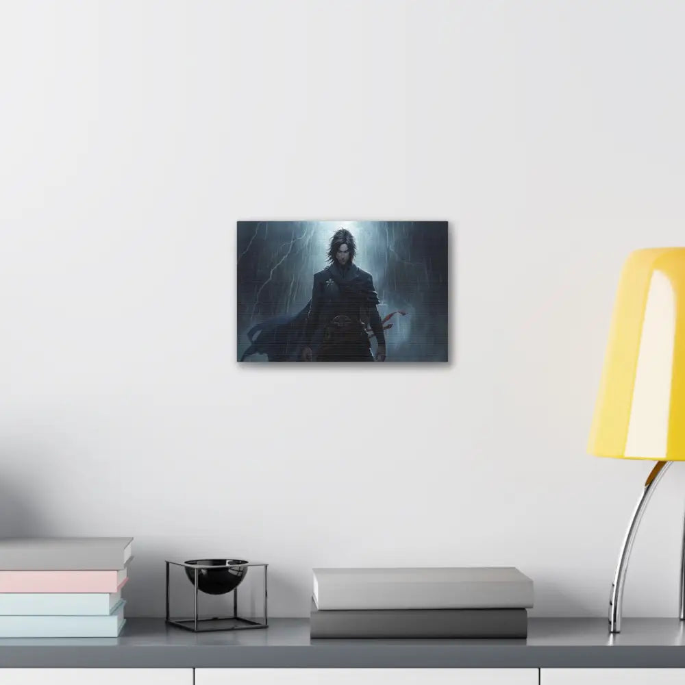 Tempest of Shadows: Gothic Digital Portrait Storm-Driven Emotional Landscape Canvas Print Canvas