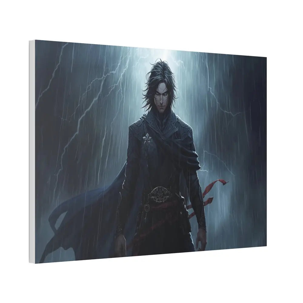 Tempest of Shadows: Gothic Digital Portrait Storm-Driven Emotional Landscape Canvas Print Canvas