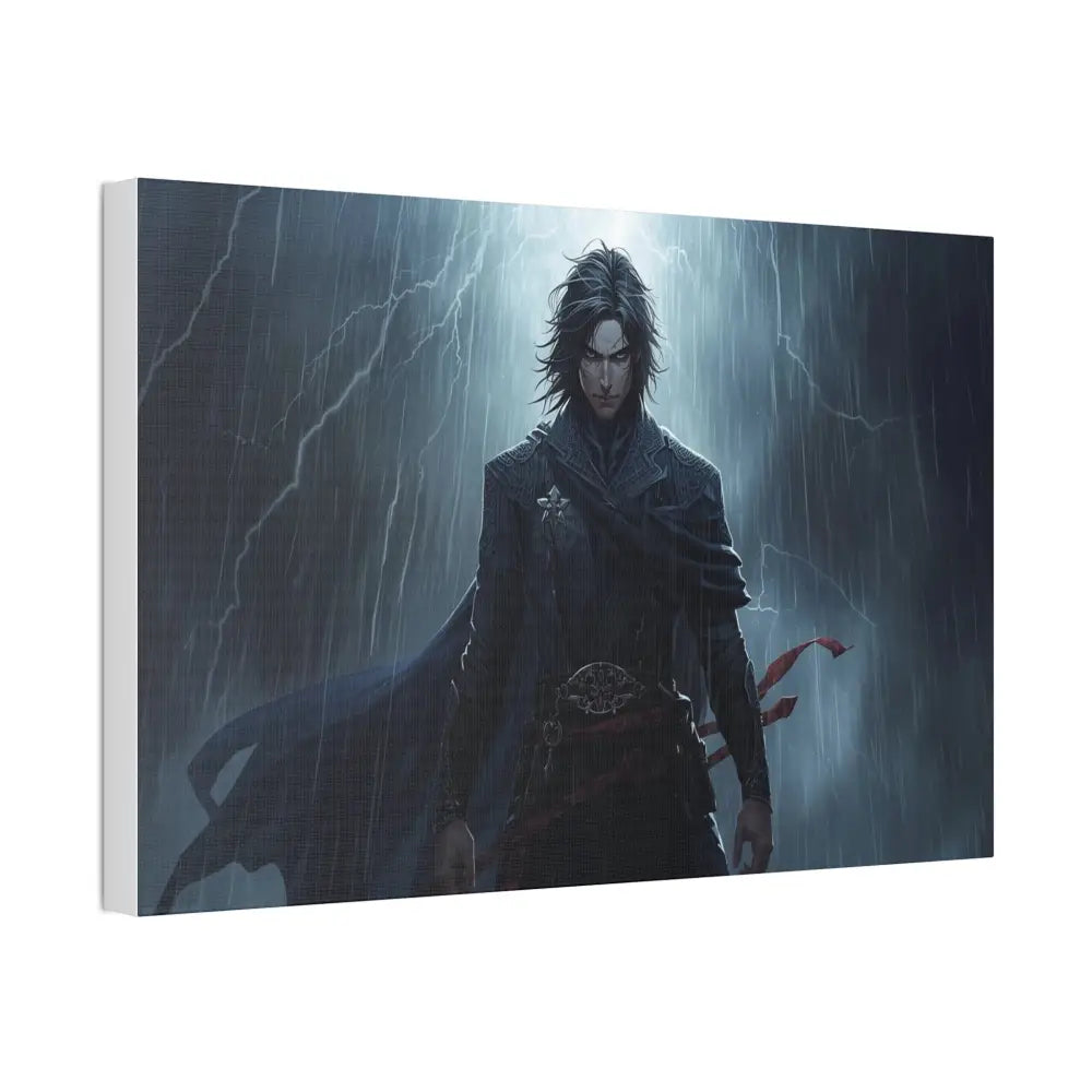 Tempest of Shadows: Gothic Digital Portrait Storm-Driven Emotional Landscape Canvas Print Canvas