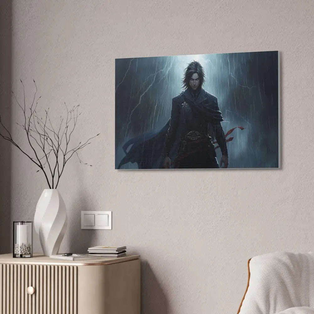 Tempest of Shadows: Gothic Digital Portrait Storm-Driven Emotional Landscape Canvas Print Canvas