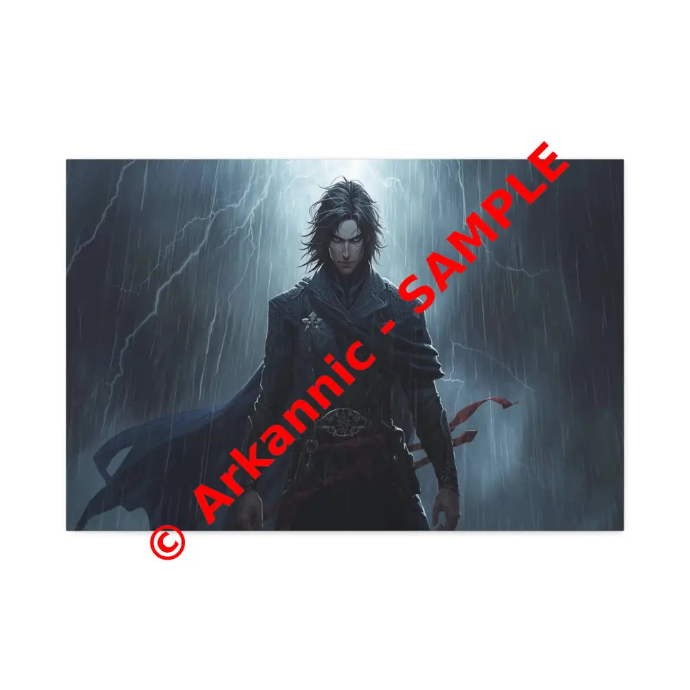 Tempest of Shadows: Gothic Digital Portrait Storm-Driven Emotional Landscape Canvas Print 30″ x 20″ (Horizontal)