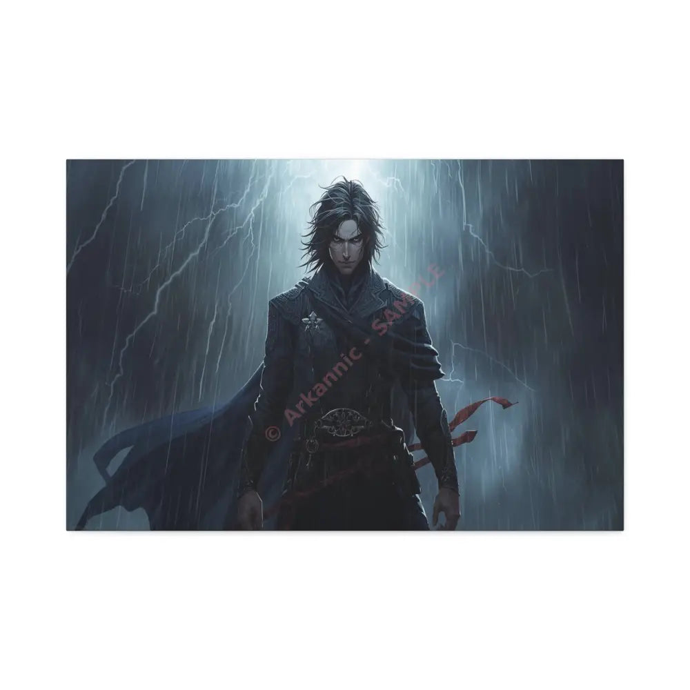 Tempest of Shadows: Gothic Digital Portrait Storm-Driven Emotional Landscape Canvas Print 30″ x 20″ (Horizontal)