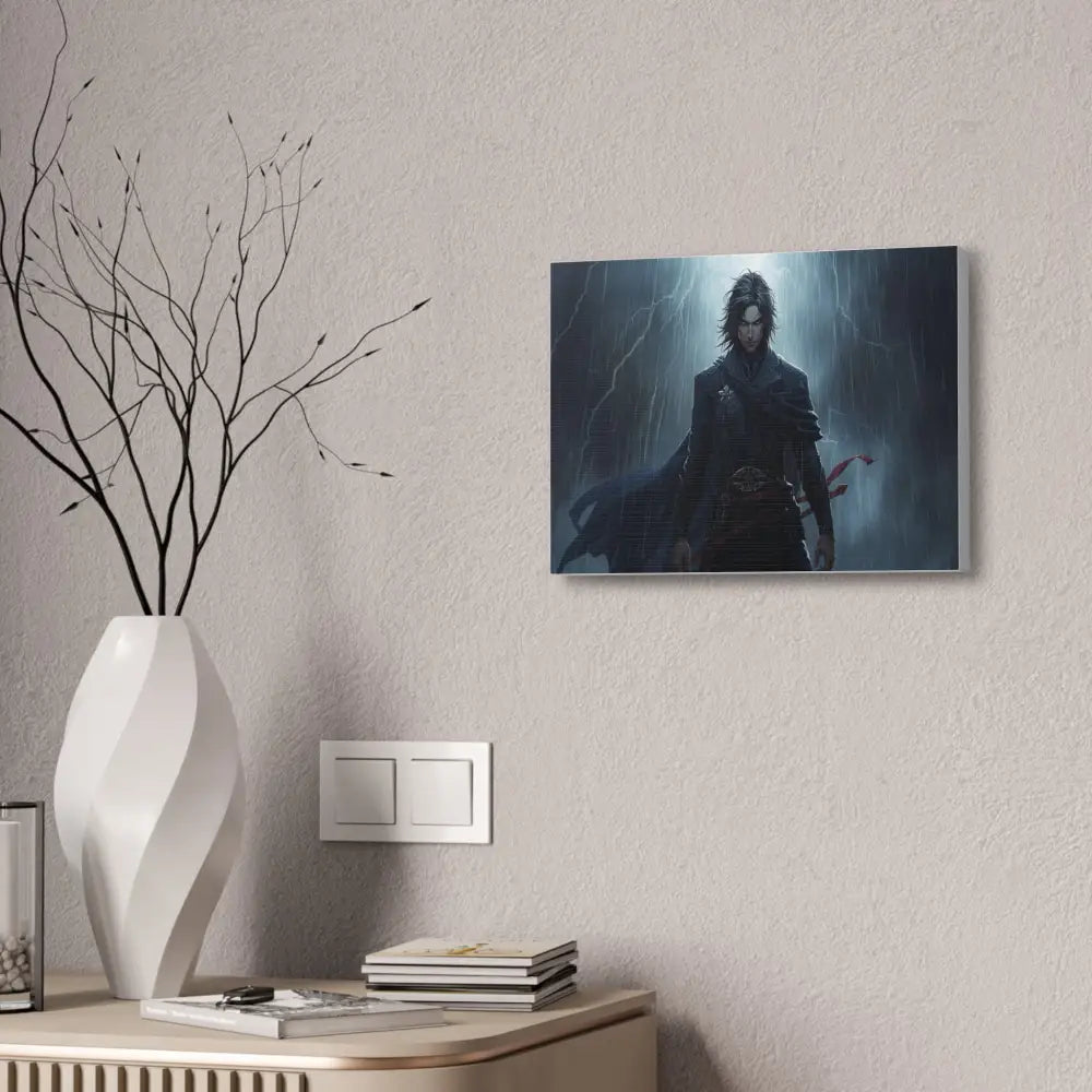 Tempest of Shadows: Gothic Digital Portrait Storm-Driven Emotional Landscape Canvas Print Canvas