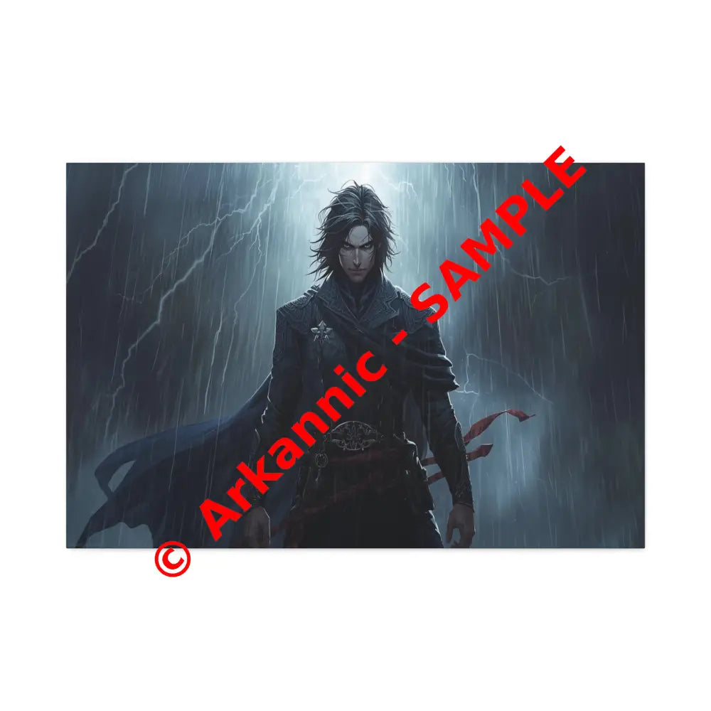 Tempest of Shadows: Gothic Digital Portrait Storm-Driven Emotional Landscape Canvas Print 36″ x 24″ (Horizontal)