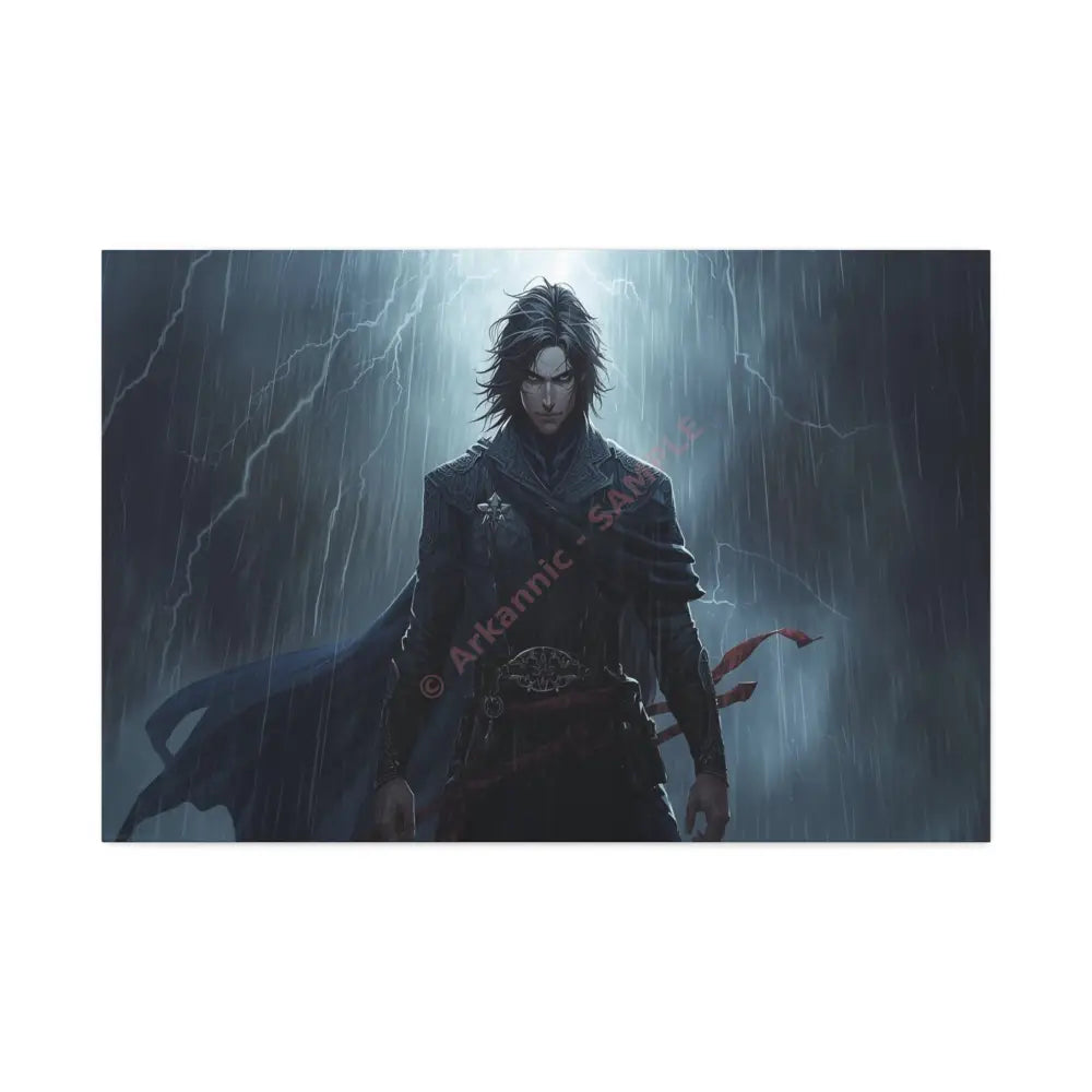 Tempest of Shadows: Gothic Digital Portrait Storm-Driven Emotional Landscape Canvas Print 36″ x 24″ (Horizontal)