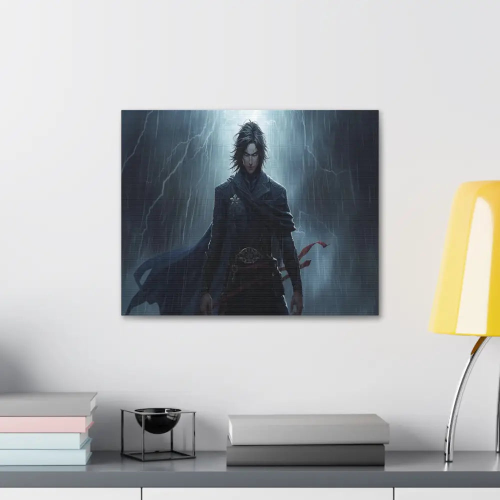 Tempest of Shadows: Gothic Digital Portrait Storm-Driven Emotional Landscape Canvas Print Canvas